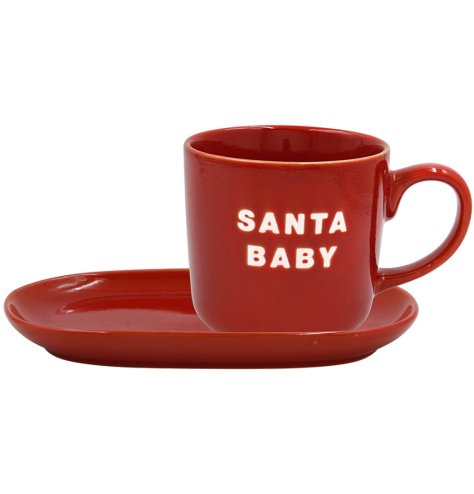 Celebrate the season with this charming Santa Baby mug and tray combo