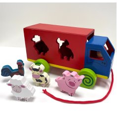 Add a splash of playful nostalgia with this colourful vintage pull along truck for youngsters