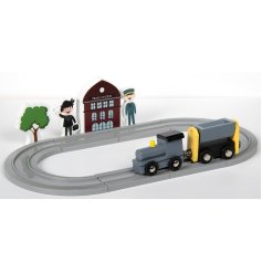 Discover, create, and play with this delightful wooden train set that fuels imagination