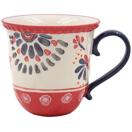 Hand Painted Floral Mug, 14cm 