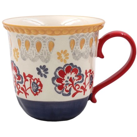 Hand Painted Floral Mug, , 14cm 