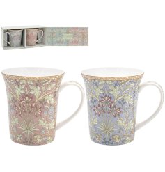 Elegant pastel hyacinth mugs in a giftboxed set perfect for your daily brew