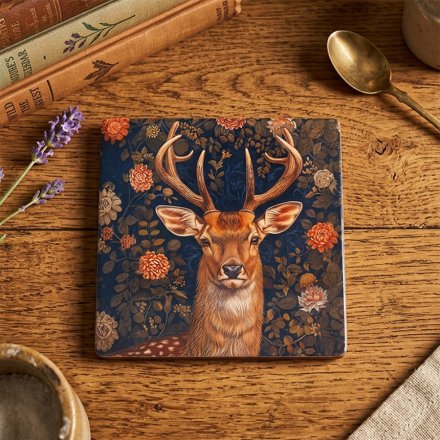 William Morris Stag Coaster, 10cm 