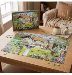 Delightful garden birds illustration puzzle for relaxing fun