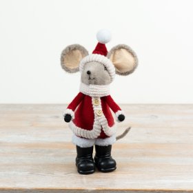 Adorable Santa mice in red and white with soft, fluffy accents spreading holiday joy