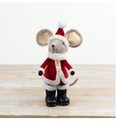 Charming red and white Santa mice bringing festive cheer with fluffy fabric warmth