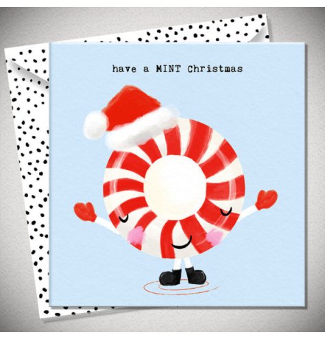 Send joyful festive greetings with this delightful mint-inspired Christmas card