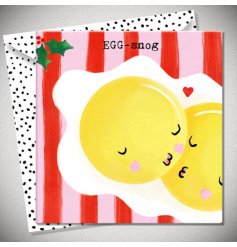 Send a cheeky festive greeting with this colourful, playful egg-snog card