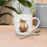 Charming white ceramic mug featuring playful Frankie Fox artwork from Bug Art