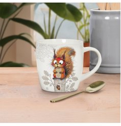 A charming bug art squirrel design coffee mug 