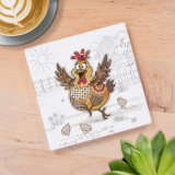 Protect your surfaces with this colourful Harriet Hen ceramic coaster featuring delightful bug art