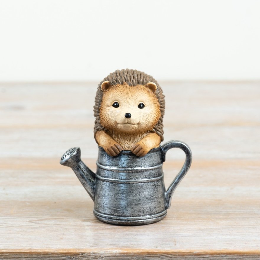 12.5cm Hedgehog in Watering Can Deco