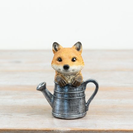 Fox in Watering Can Figurine, 12.5cm 