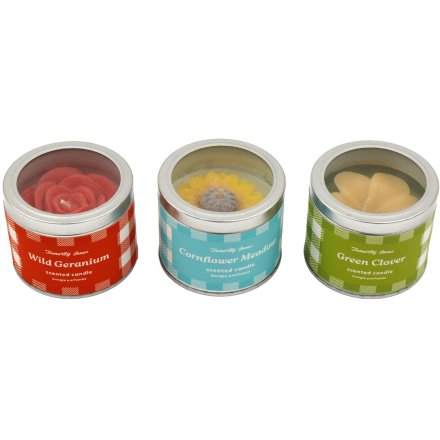 3/A Tin Scented Candles, 7.5cm 