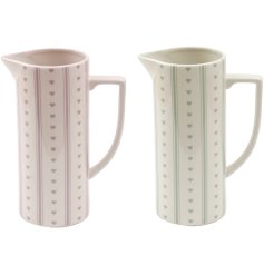 elegant pastel pitchers featuring a charming heart stripe design
