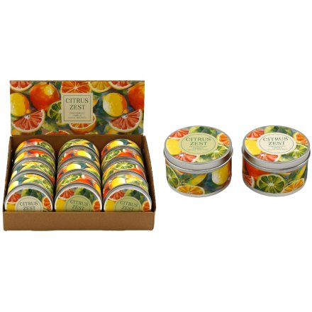 7.5cm Citrus Tin Candle, 2/A 