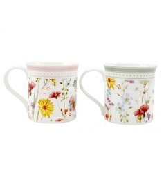Charming floral mug in soft pastel tones to brighten your tea breaks