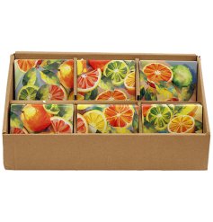 Inject a burst of citrus charm into your space with this lively coaster