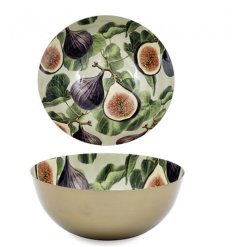 Stylish serving bowls adorned with a lively fig pattern