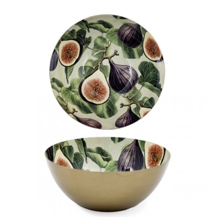 Set of 2 Fig-Inspired Metal Bowls, 16cm