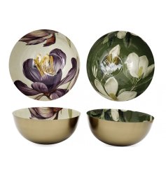 Elegant metal serving bowls adorned with detailed floral designs