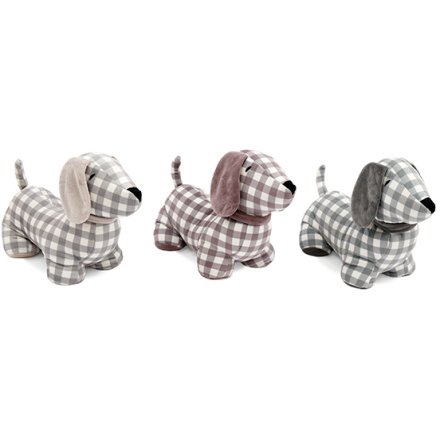22cm Gingham Dog Doorstop, 3/A 
