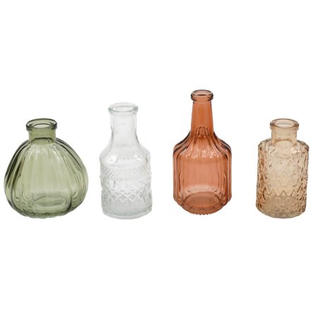 Set of 4 Orchard Mini Vase Bottles, 12.5cm
