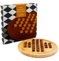 Classic retro-style solitaire game in natural wooden finish, perfect for thoughtful stocking fillers