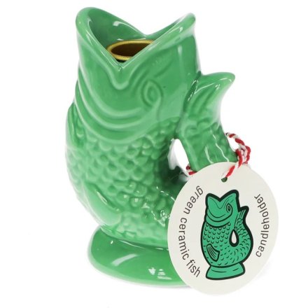 Green Fish Candle Stick, 12cm 