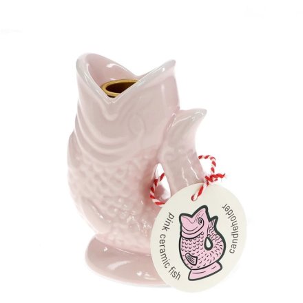 Fish PInk Taper Candle, 12cm 