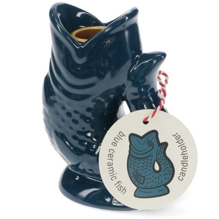 Blue Fish Candle Holder, 12cm 