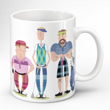 9.5cm Pink Pig Golfers Male Mug