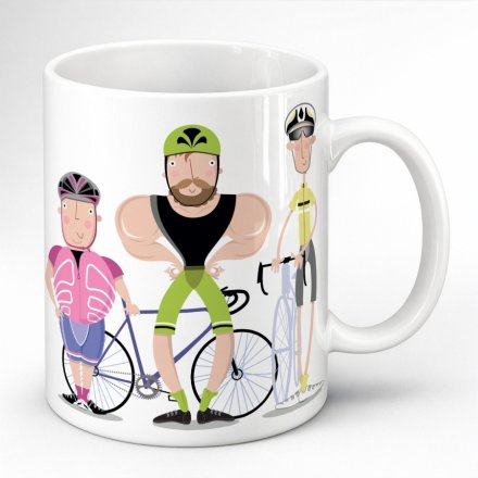 9.5cm Pink Pig Cyclists Mug