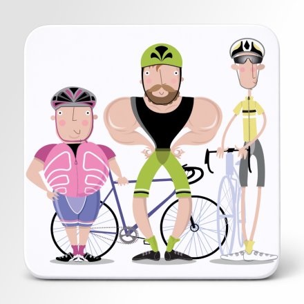 Pink Pig Cyclists Coaster, 10cm 