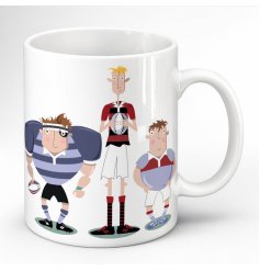 Showcase your passion for rugby with this charming pink pig mug full of personality