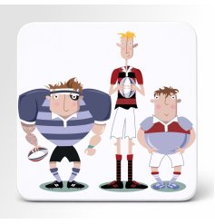 Protect your surfaces with sporty style using this vibrant rugby-inspired coaster