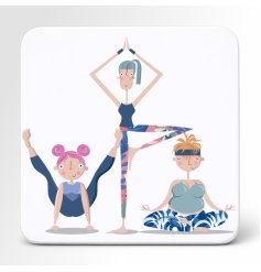 Brighten your space and protect surfaces with this delightful Pink Pig Yoga Coaster