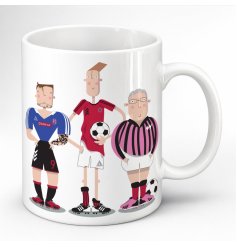 Brighten your day with a fun pink pig football design on your favourite cuppa