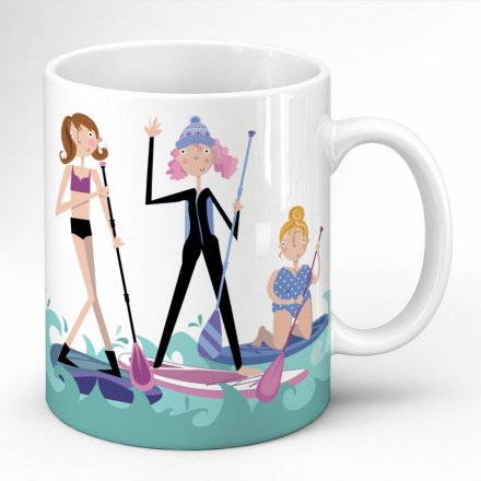 9.5cm Pink Pig Paddleboarders Mug