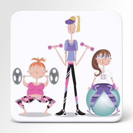 Pink Pig Gym Female Coaster, 10cm 