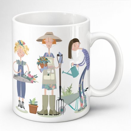 9.5cm Pink Pig Gardener Female Mug