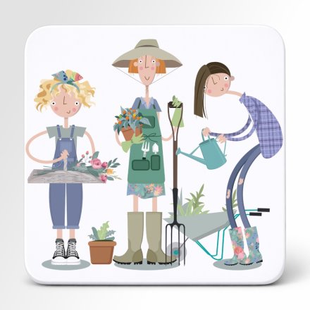 Pink Pig Gardener Coaster, 10cm 
