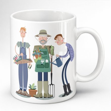 9.5cm Pink Pig Gardener Male Mug
