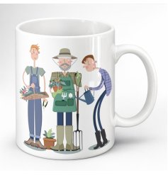 Raise a toast to the gardening gent with this charming Pink Pig gardener mug