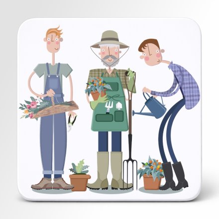 Pink Pig Gardener Male Coaster, 10cm 