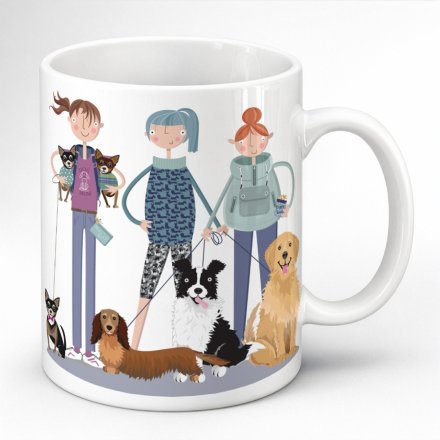 9.5cm Pink Pig Dog Walkers Mug