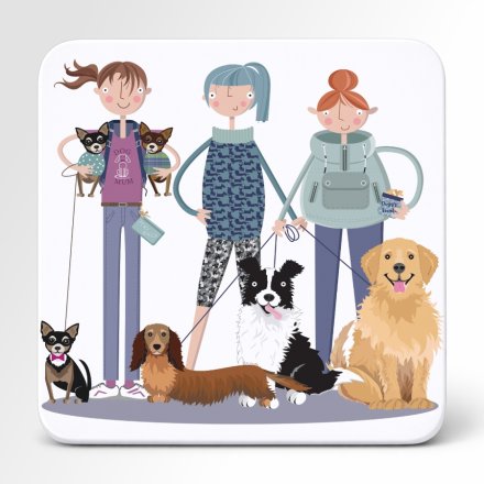 Pink Pig Dog Walkers Coaster, 10cm 