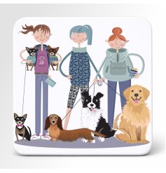Fun and practical coaster designed for dog lovers and walkers