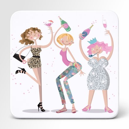 Pink Pig Party Girls Coaster, 10cm 
