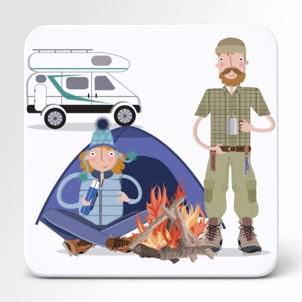 Pink Pig Happy Campers Coaster, 10cm 